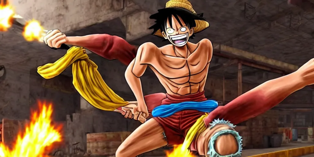 Prompt: Screenshot of Luffy appearing in a CS:GO match