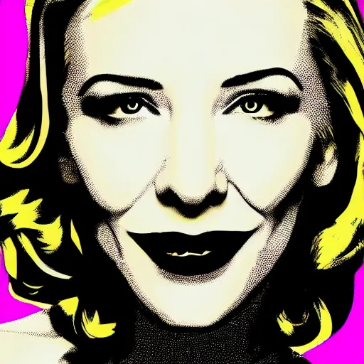 Image similar to pop art portrait of cate blanchett