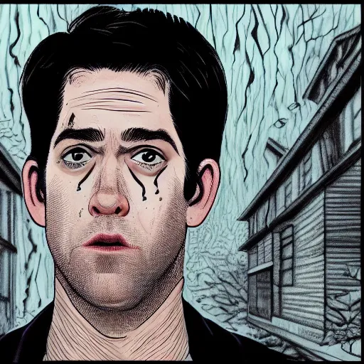 Image similar to a detailed portrait of john krasinski as a vampire in the style junji ito and giger