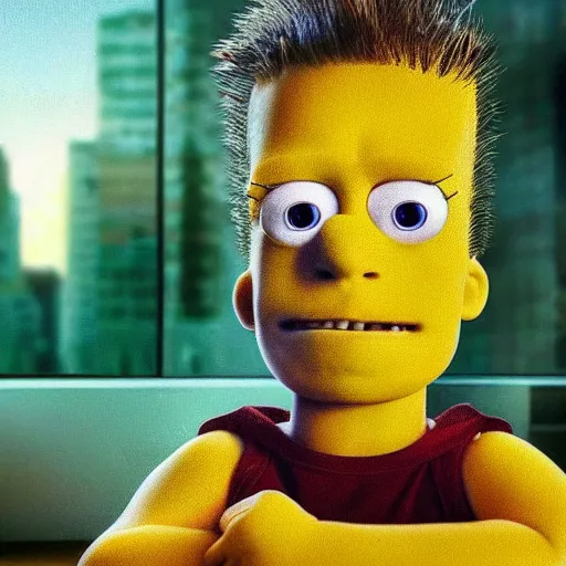 Prompt: stunning award winning hyperrealistic hdr 8 k highly detailed portrait photo of bart simpson as a real human