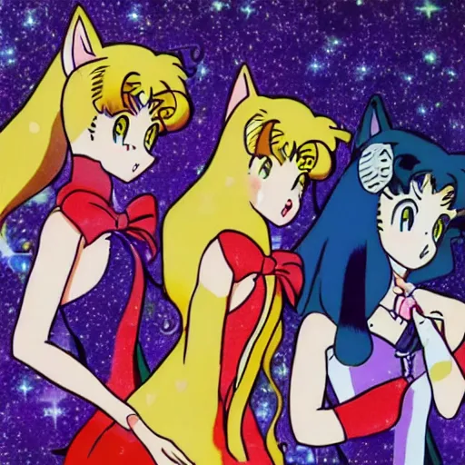 Image similar to photo, three cats from sailor moon