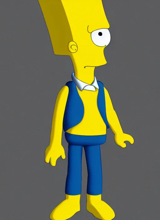 Image similar to digital art of statue of bart simpson in business suit