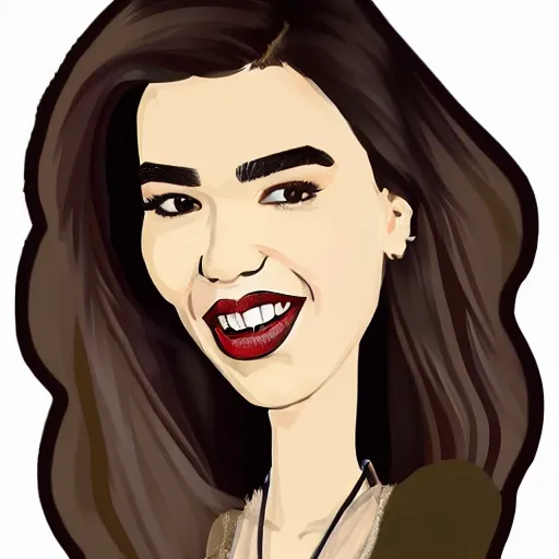 Image similar to caricature of dua lipa, professional, digital art, silly, straight hair