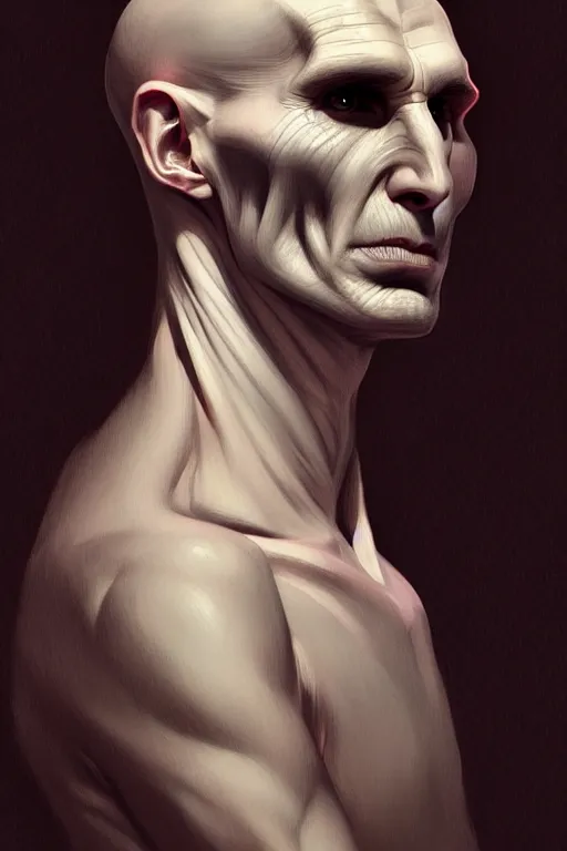 Prompt: a portrait of voldemort, fantasy, sharp focus, intricate, elegant, digital painting, artstation, matte, highly detailed, concept art, illustration, ambient lighting, art by ilya kuvshinov, artgerm, alphonse mucha, and greg rutkowski