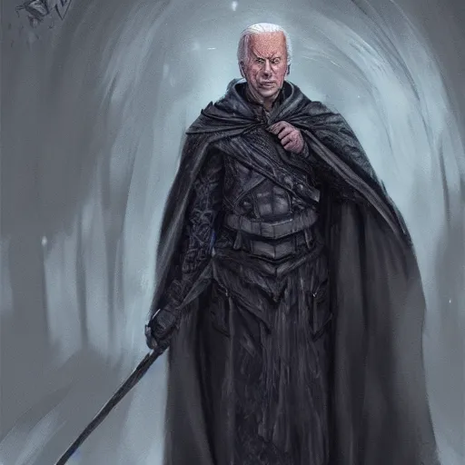 Prompt: joe biden wizard in a dark cloak, concept art, fantasy, fantasy art, trending on artstation, highly detailed, award winning, museum piece