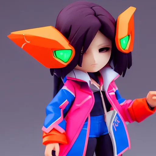 Image similar to waking dream, d. va from overwatch wearing orange ektachrome bomber jacket, nendroid, craig mullins style