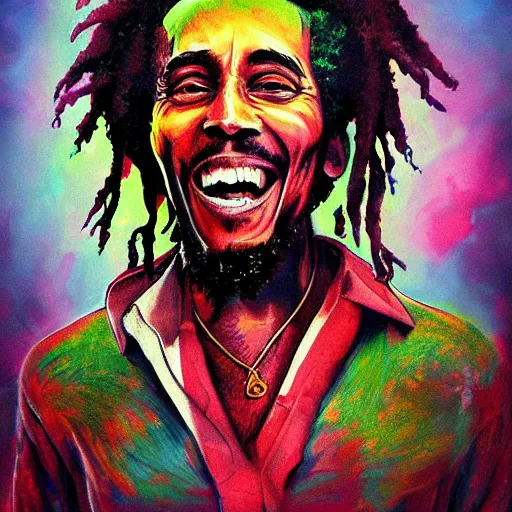 Image similar to bob marley walking though an infinite weed farm digital art, artstation, ultra detailed, beautiful aesthetic art