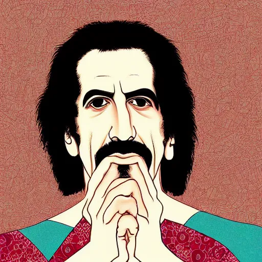 Image similar to frank zappa, digital art, utamaro kitagawa style