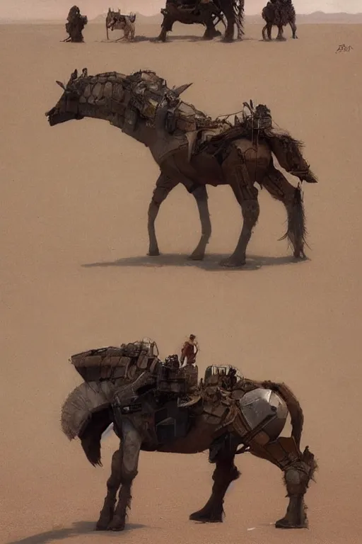 Prompt: 🐎 as 🐼 as 🐋 as 🤖 as 👽 as 🐳, desert photography, by krenz cushart, by greg rutkowski, by edgar maxence