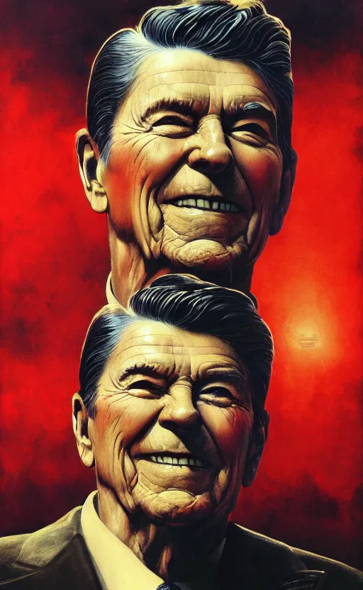 ronald reagan's face close up on the apocalypse now | Stable Diffusion ...