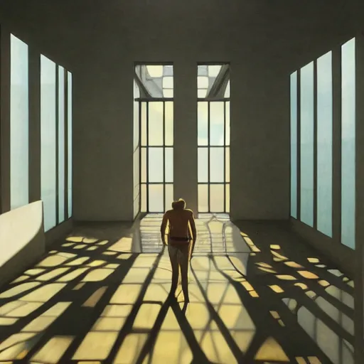 Image similar to indoor liminal space, golden light, peter tarka, minimalistic, hyperrealistic surrealism, award winning masterpiece with incredible details, epic stunning, infinity pool mirrors, a surreal vaporwave liminal space with mirrors, highly detailed, trending on artstation, artgerm and greg rutkowski and alphonse mucha, daily deviation