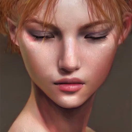 Image similar to the most beautiful woman in the world. hyper realistic painting. depth of field. trending on artstation.