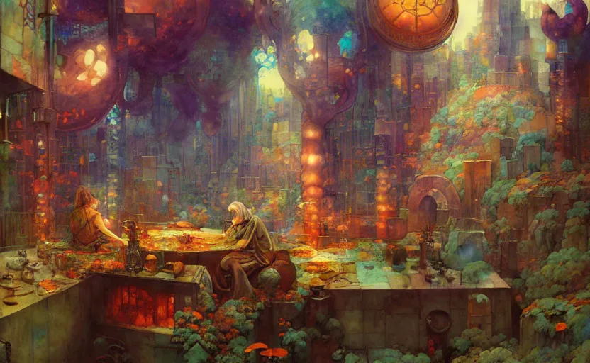 Image similar to alchemy laboratory, fantasy. intricate, amazing composition, colorful watercolor, by ruan jia, by maxfield parrish, by marc simonetti, by hikari shimoda, by robert hubert, by zhang kechun, illustration, gloomy