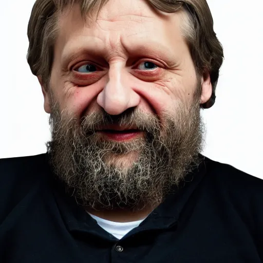 Prompt: photo of a slavoj zizek plush toy, promotional photo, high - detail, professional photograph,