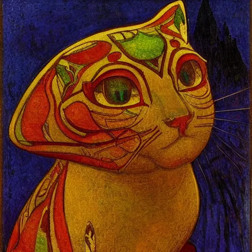 Image similar to cloisonne cat figurine, by annie swynnerton and diego rivera and nicholas roerich and jean delville, symbolist, dramatic lighting, god rays, art brut, rich colors, smooth, sharp focus, extremely detailed, adolf wolfli and ( donato giancola and bilibin )