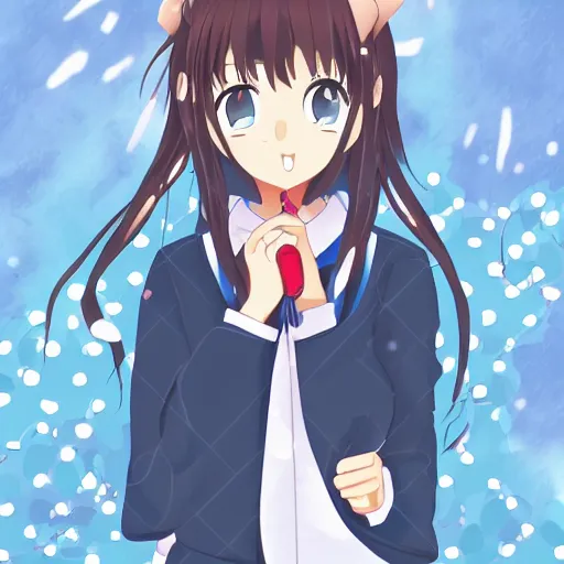 Image similar to a portrait of high school girl in the style of kyoto animation, Illustrator, in simple background, trending on pixiv