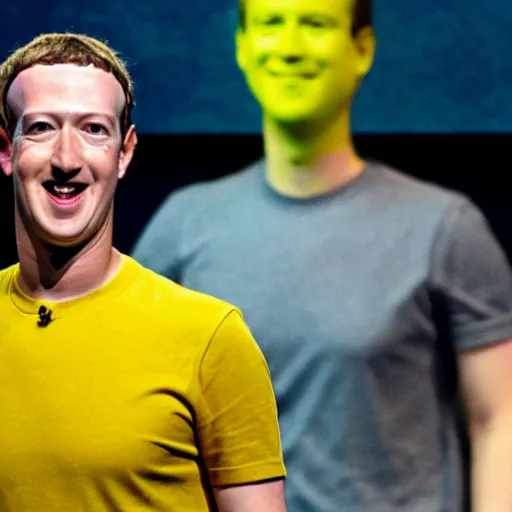 Image similar to Mark Zuckerberg with bright yellow and porous looking skin