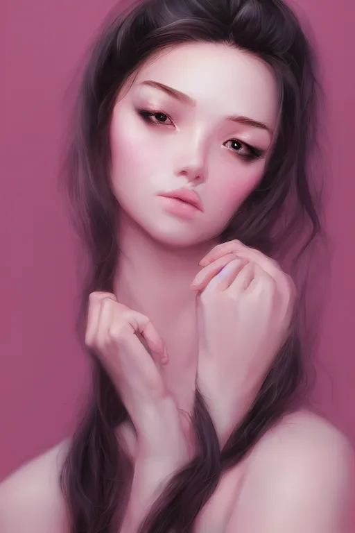 Image similar to portrait, soft, pink, artgerm, trending on artstation