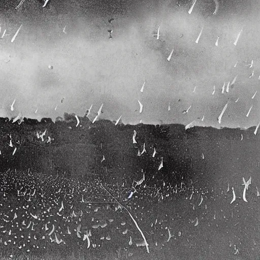 Prompt: A rain of UFOs crashing at the battle of gettysburg. 1860s photograph.