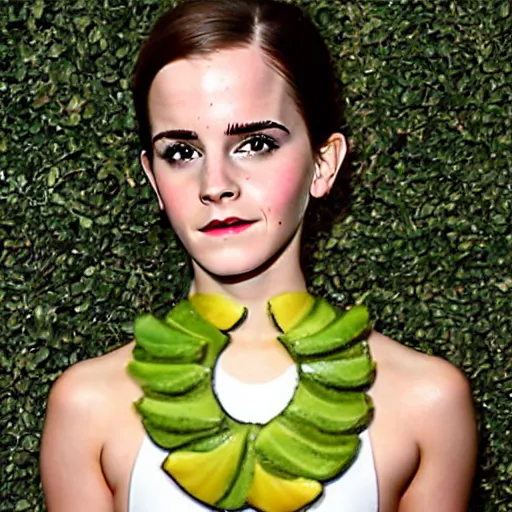 Image similar to emma watson as an avocado chair