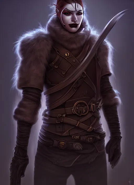 Prompt: a portrait of meoguard human male rogue!!, fantasy, dungeons and dragons, an ultrafine detailed painting, detailed painting, boris valejo.