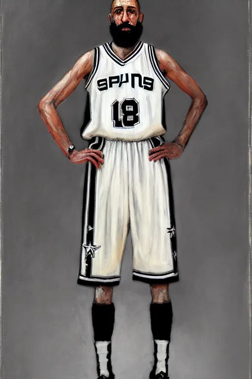 Image similar to full body portrait of the dictator of the san antonio spurs, 1 8 8 9, in full military garb, silver, black, white, greg popovich, oil on canvas by william sidney mount, trending on artstation