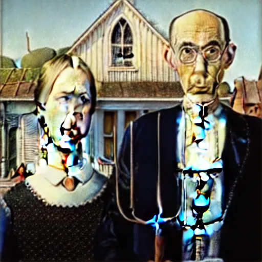 Prompt: american gothic by salvador dali