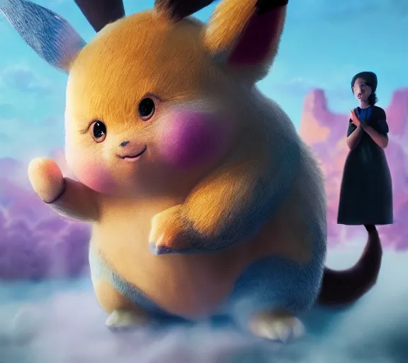 Prompt: epic fantasy comic book style portrait painting of a giant feral pikachu holding a tiny misty in his hand, by mark ryden and pixar and hayao miyazaki, unreal 5, daz, hyperrealistic, octane render, cosplay, rpg portrait, dynamic lighting, intricate detail, cinematic