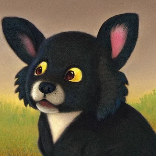 Prompt: umbreon pup in the style of a naturalist painting is the cutest thing i have ever seen, oh my god