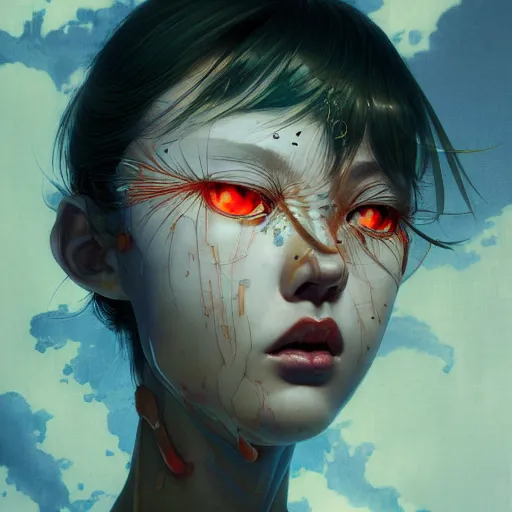 Image similar to prompt : figurative unique features portrait soft light painted by james jean and katsuhiro otomo and erik jones, inspired by akira anime, smooth face feature, intricate oil painting, high detail illustration, sharp high detail, manga and anime 1 9 9 9