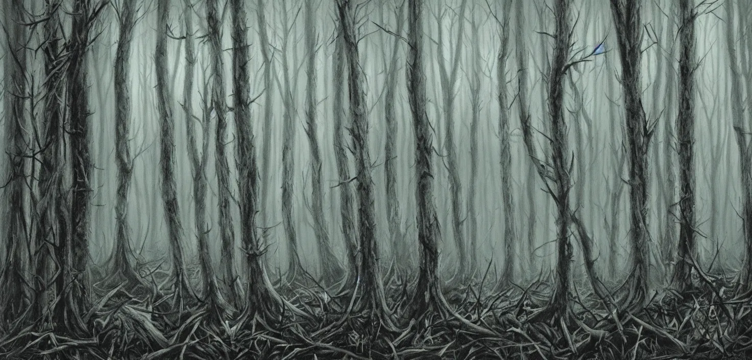 Prompt: dark forest by bisley simon