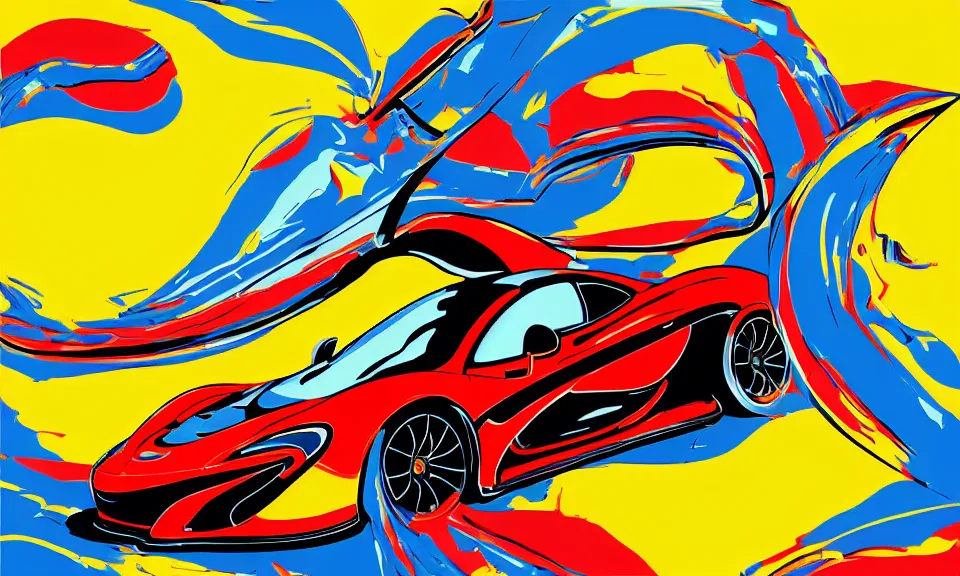 Image similar to pop art illustration of a mclaren p 1, abstract, adobe illustrator