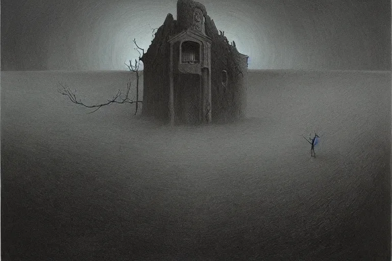 Image similar to zdzislaw beksinski painting of dunwitch horror