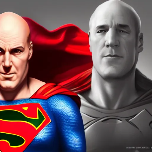 Prompt: Superman as Lex Luthor, digital portrait, artstation, cgsociety, 4k, high detail