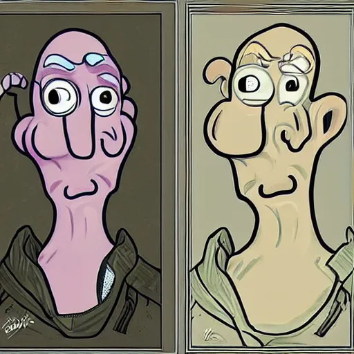 Prompt: a portrait of handsome Squidward,extremely detailed multiple unique different art styles.