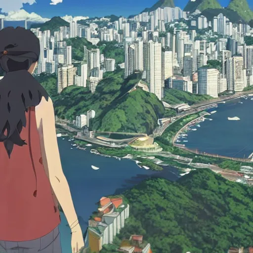 Image similar to rio de janeiro in an anime film, directed by makoto shinkai