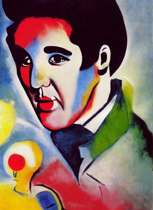 Prompt: oil painting of elvis presley by chagall