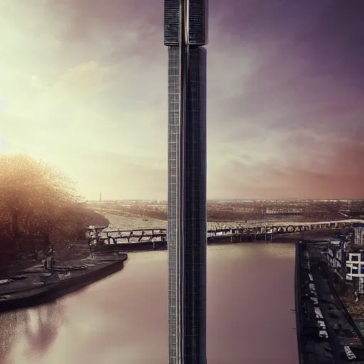 Prompt: Euromast in Rotterdam, soft, light, bright, epic, awesome,digital art, by Simon baek and Greg rutkowski