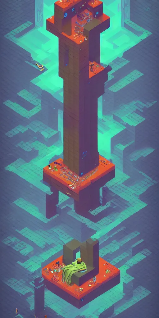 Image similar to isometric portrait of advanced alien, his last moment, mystical, technology meets fantasy, map, infographic, concept art, art station, style of monument valley, giger, wes anderson