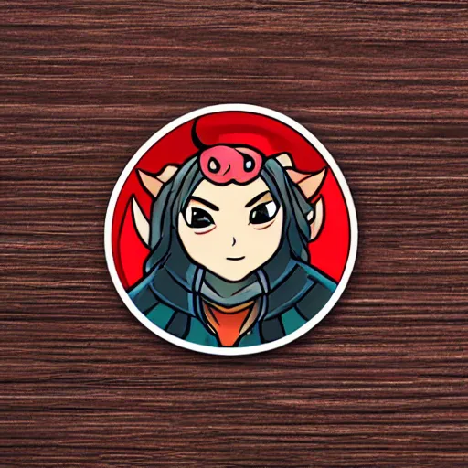 Prompt: cute d & d tiefling character sticker