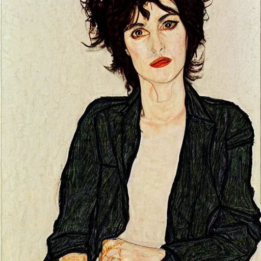 Image similar to winona Ryder in the style of egon schiele