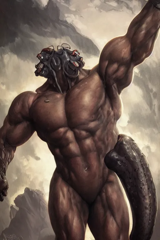 Image similar to splash art of a monstrously buff and muscular anthropomorphic horse at a research facility wearing a power - restricting suit, leather suit, highly detailed, digital painting, trending on artstation, concept art, sharp smooth focus, illustration, art by artgerm and greg rutkowski and alphonse mucha