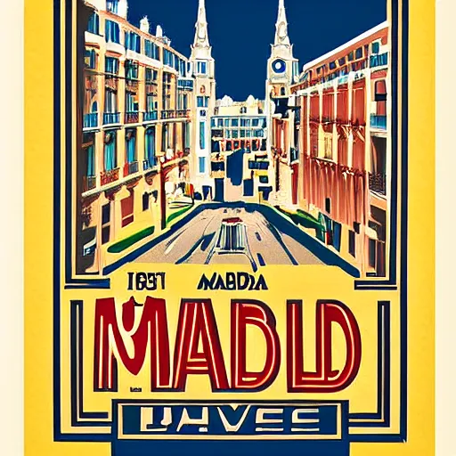 Image similar to madrid spain vintage travel poster