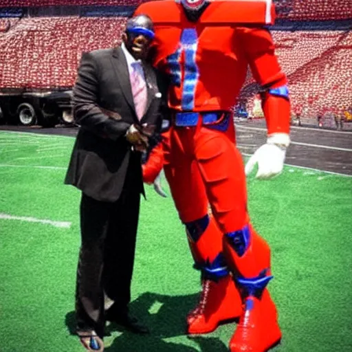 Image similar to Deion Sanders as Optimus Prime as a football coach