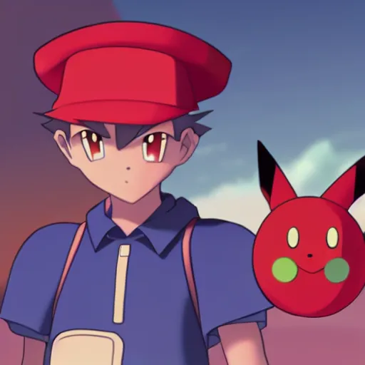 Image similar to New Pokemon design which is actually just a man with a red hat, screenshot, HD