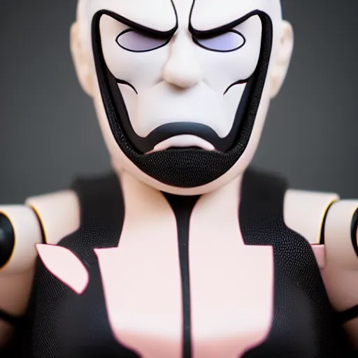 Image similar to Action figure face portrait. Knockoff character. Parody. Amateur creation. Original character. Product photography. Cheap. Dumb. Unusual.