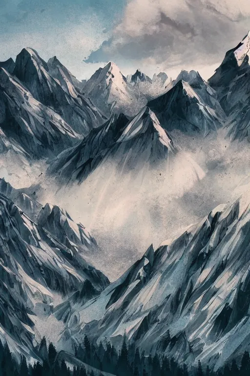 Prompt: mountain range and Alm in the Alps in the style of Heidi the cartoon, cartoon, intricate Details, concept art, matte painting, highly detailed, rule of thirds, dynamic lighting, cinematic, detailed, denoised, centerd, clean render