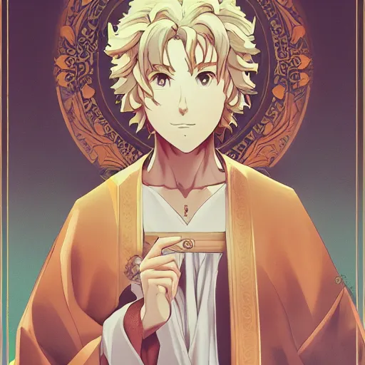 Image similar to portrait of saint luke, anime fantasy illustration by tomoyuki yamasaki, kyoto studio, madhouse, ufotable, trending on artstation