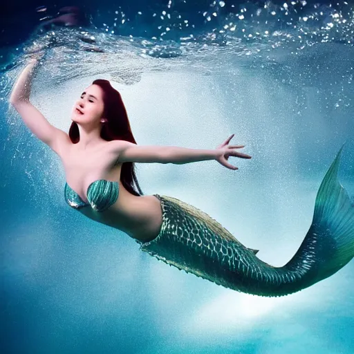 marian rivera as mermaid breaking the surface of the | Stable Diffusion |  OpenArt