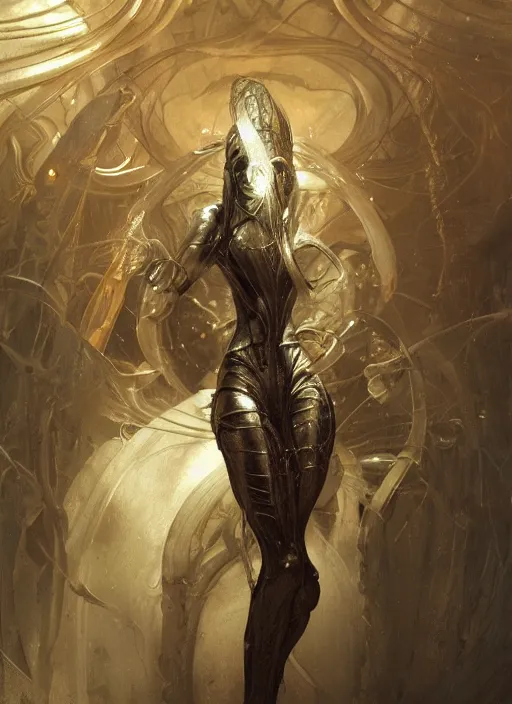 Image similar to metallic, physically accurate, moody dynamic lighting, very very intricate, very very elegant, highly detailed, digital painting, artstation, HR GIGER, Hieronymus Bosch, Francis Bacon, concept art, smooth, very beautiful, sharp focus, illustration, art by artgerm and greg rutkowski and alphonse mucha